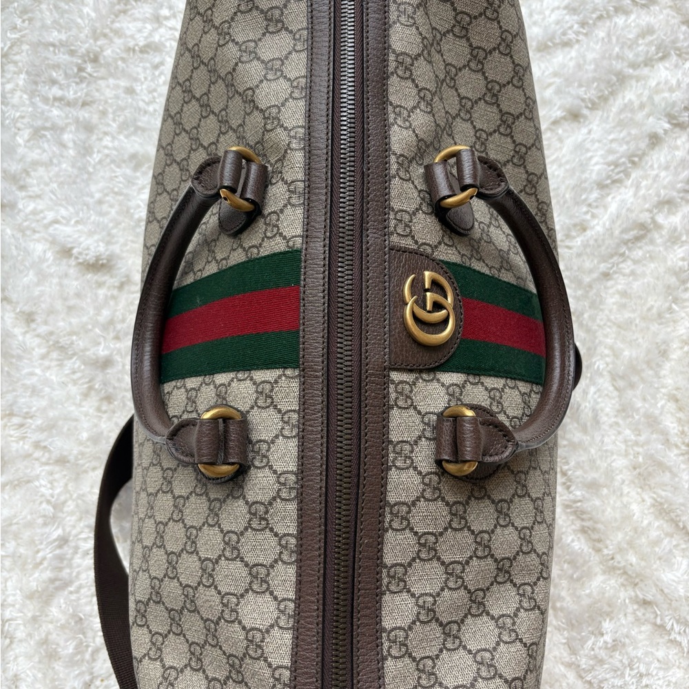 Gucci Duffle Bag - Gucci Beige and Brown Monogram Duffel Bag - Picture 7 of 10